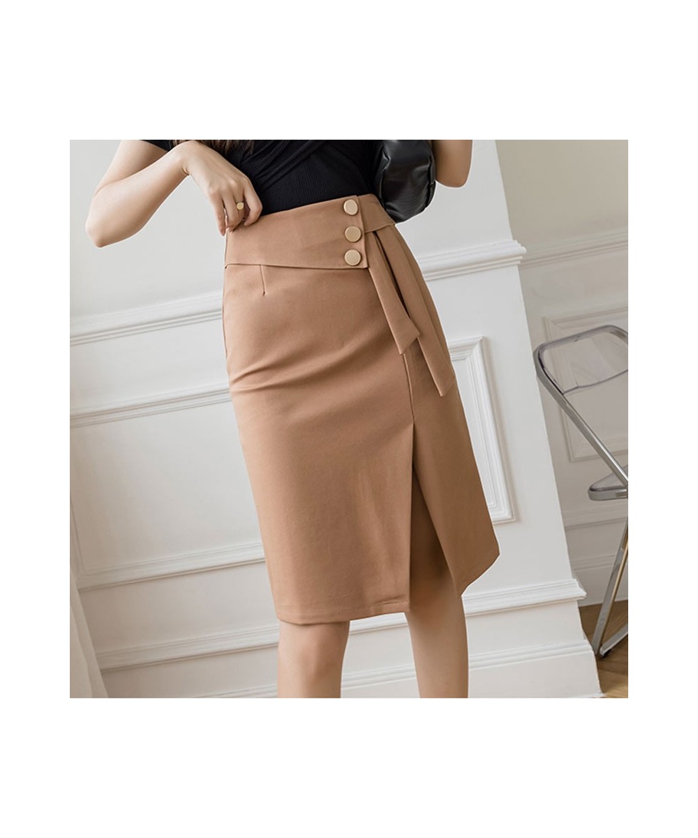 New Pencil Skirts Women Korean Fashion Clothing Elegant High Wiast Bodycon Sexy Office Button Slit Skirts Black Red $39.66 - ...