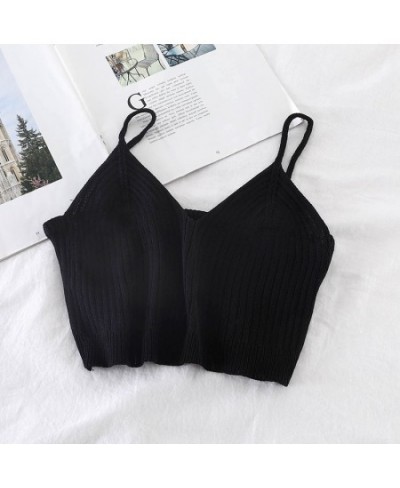 Women Y2K Sexy Crop Tops Spaghetti Tops and Camis For Women 2023 Summer V-neck Strecthy Wrap Tops Women Knitted $14.27 - Tops...