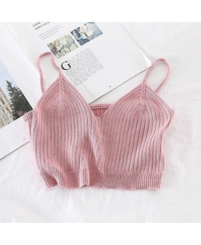 Women Y2K Sexy Crop Tops Spaghetti Tops and Camis For Women 2023 Summer V-neck Strecthy Wrap Tops Women Knitted $14.27 - Tops...