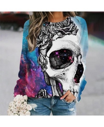 2022 Women's T-Shirts Y2k Tops Skull Print Fashion Female Shirts Long Sleeves Cotton Tees Fall Oversized Tshirt Harajuku $31....