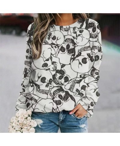 2022 Women's T-Shirts Y2k Tops Skull Print Fashion Female Shirts Long Sleeves Cotton Tees Fall Oversized Tshirt Harajuku $31....