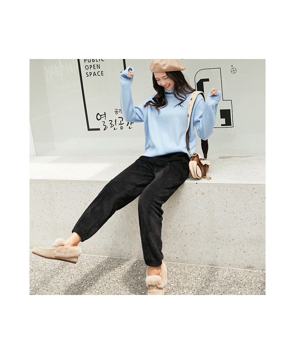 Women Winter Fleece Pants Solid Color Elastic Waist Loose Pants Full Length Sleep Bottom Casual House Outdise Thermal $30.97 ...