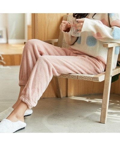 Women Winter Fleece Pants Solid Color Elastic Waist Loose Pants Full Length Sleep Bottom Casual House Outdise Thermal $30.97 ...