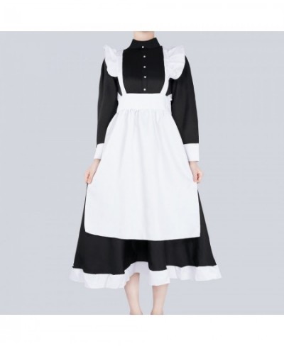 COSplay costume black and white maid clothes British style pearl line long coffee shop maid COS uniform $52.54 - Skirts