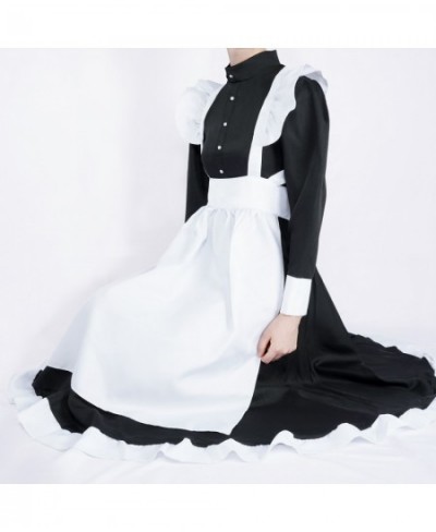 COSplay costume black and white maid clothes British style pearl line long coffee shop maid COS uniform $52.54 - Skirts