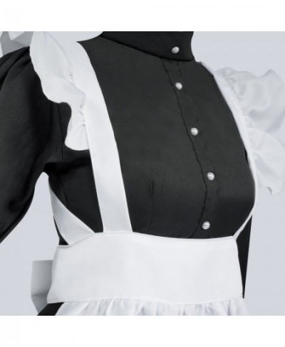 COSplay costume black and white maid clothes British style pearl line long coffee shop maid COS uniform $52.54 - Skirts