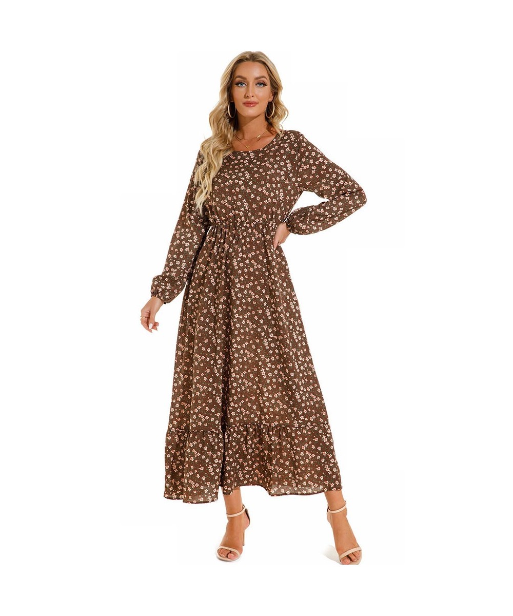 Fashion Beach Dress Ladies Boho Floral Printed Elegant Dresses Female Casual Chic Long Sleeve Maxi Dresses For Women 2022 Rob...