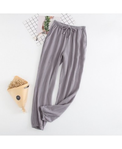 Japanese pajamas men and women spring and autumn home pants cotton washed double gauze loose comfortable trousers casual pant...