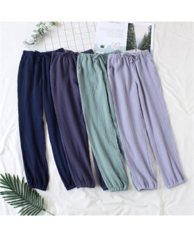 Japanese pajamas men and women spring and autumn home pants cotton washed double gauze loose comfortable trousers casual pant...