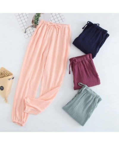 Japanese pajamas men and women spring and autumn home pants cotton washed double gauze loose comfortable trousers casual pant...