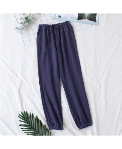 Japanese pajamas men and women spring and autumn home pants cotton washed double gauze loose comfortable trousers casual pant...