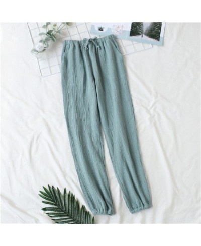 Japanese pajamas men and women spring and autumn home pants cotton washed double gauze loose comfortable trousers casual pant...