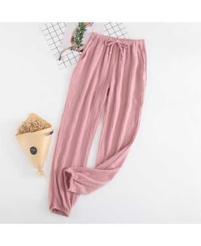 Japanese pajamas men and women spring and autumn home pants cotton washed double gauze loose comfortable trousers casual pant...