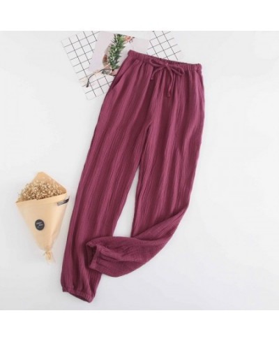 Japanese pajamas men and women spring and autumn home pants cotton washed double gauze loose comfortable trousers casual pant...