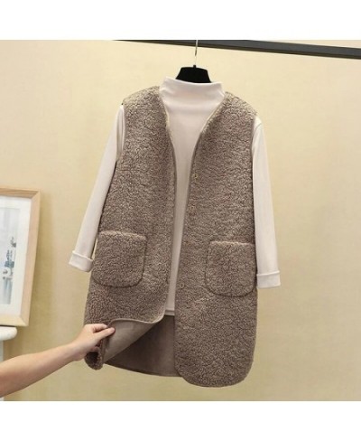 Lamb Wool Women Autumn Winter Vest Single Breasted Ladies Fleece Long Sleeveless Jacket Solid Thermal Waistcoat for Female 20...