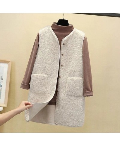 Lamb Wool Women Autumn Winter Vest Single Breasted Ladies Fleece Long Sleeveless Jacket Solid Thermal Waistcoat for Female 20...