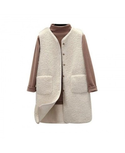 Lamb Wool Women Autumn Winter Vest Single Breasted Ladies Fleece Long Sleeveless Jacket Solid Thermal Waistcoat for Female 20...