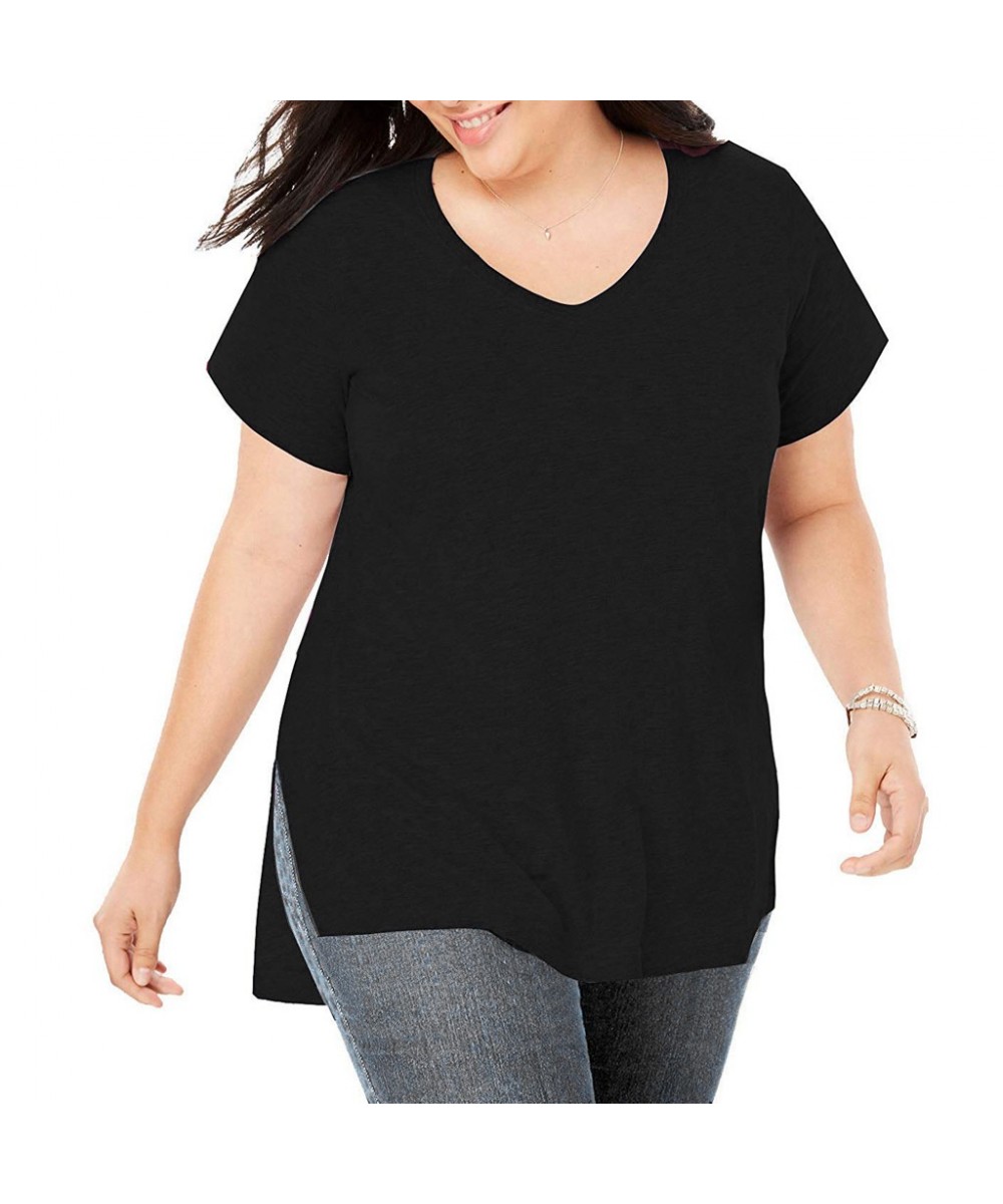 Women's Plus Size Top 2023 Fashion Summer Tops Plus Size Casual Short Sleeve Blouses Shirt V-neck Loose Slit Shirt Топик $42....