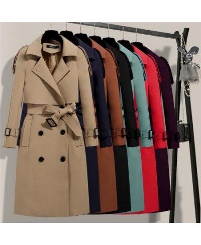 Classic Long Belt Trench Coat Women Oversize 4XL Solid Color Formal Office Gabardinas Mujer 2023 Elegant Fall Spring Overcoat...