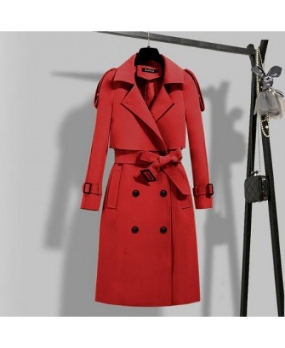 Classic Long Belt Trench Coat Women Oversize 4XL Solid Color Formal Office Gabardinas Mujer 2023 Elegant Fall Spring Overcoat...