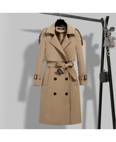 Classic Long Belt Trench Coat Women Oversize 4XL Solid Color Formal Office Gabardinas Mujer 2023 Elegant Fall Spring Overcoat...