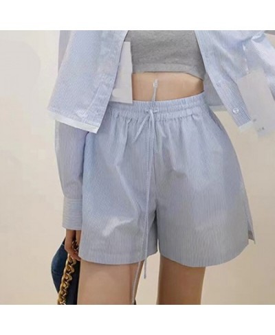 2023 new striped long-sleeved shirt shorts suit women's short shirt $107.31 - Suits & Sets