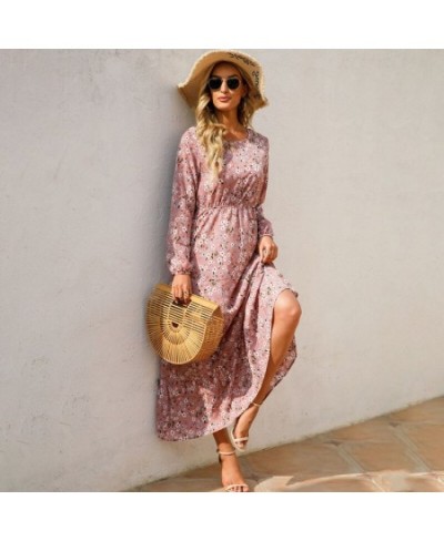 Fashion Beach Dress Ladies Boho Floral Printed Elegant Dresses Female Casual Chic Long Sleeve Maxi Dresses For Women 2022 Rob...