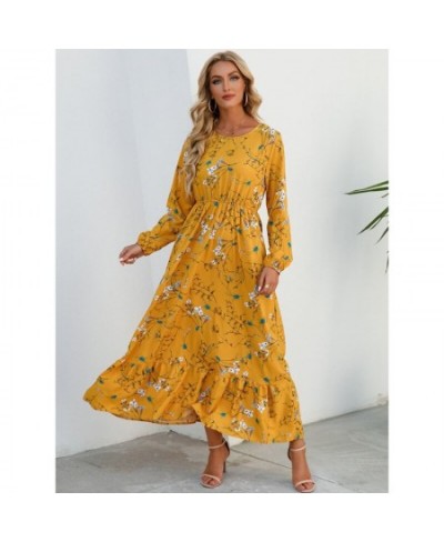 Fashion Beach Dress Ladies Boho Floral Printed Elegant Dresses Female Casual Chic Long Sleeve Maxi Dresses For Women 2022 Rob...