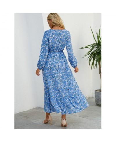 Fashion Beach Dress Ladies Boho Floral Printed Elegant Dresses Female Casual Chic Long Sleeve Maxi Dresses For Women 2022 Rob...