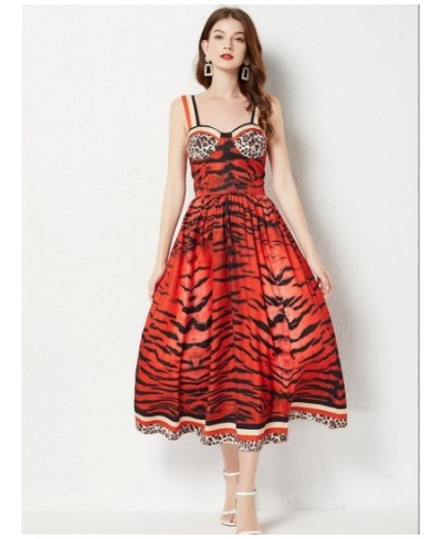 2022 Fashion Runway Summer Midi Dress Women Sexy Spaghetti Strap Tiger Skin Leopard Print Vintage Party Vestidos N445 $57.99 ...