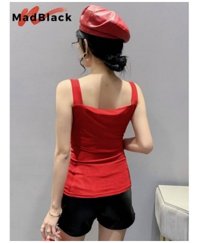 Summer European Style Mesh Vest Chic Sexy V-Neck Draped Shiny Women Tops Sleeveless Casual All Match New 2022 T25910L $31.43 ...