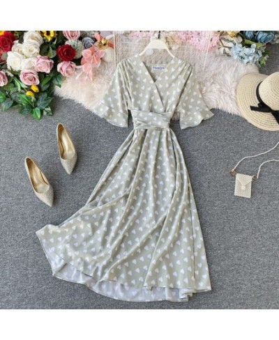 Sexy V-Neck Floral Print Boho Beach Party Dress 2023 Summer Ruffle Short Sleeve Lace Up Belt Midi Dress Wrap Sundress Slim $3...