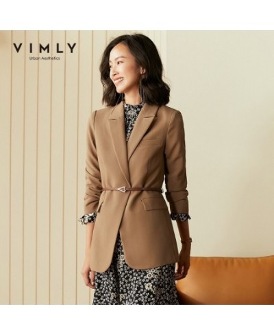 Elegant Women's Blazers with Leather Belt Fashion Notched Single Button Office Lady Coats Female Casual Jackets F8367 $99.62 ...