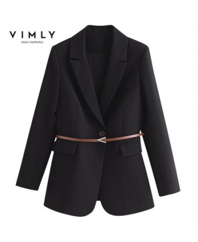 Elegant Women's Blazers with Leather Belt Fashion Notched Single Button Office Lady Coats Female Casual Jackets F8367 $99.62 ...