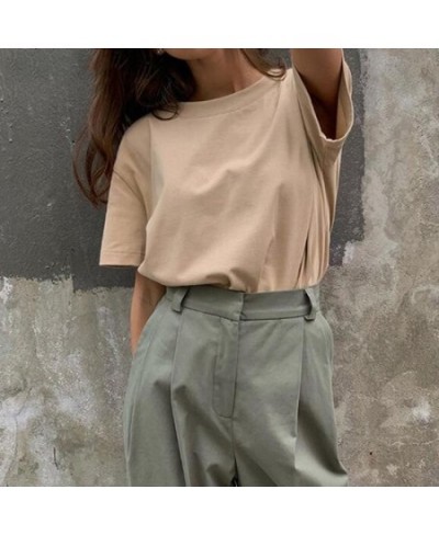 Hirsionsan Basic Cotton T Shirt Women Summer New Oversized Solid Tees 7 Color Casual Loose Tshirt Korean O Neck Female Tops $...