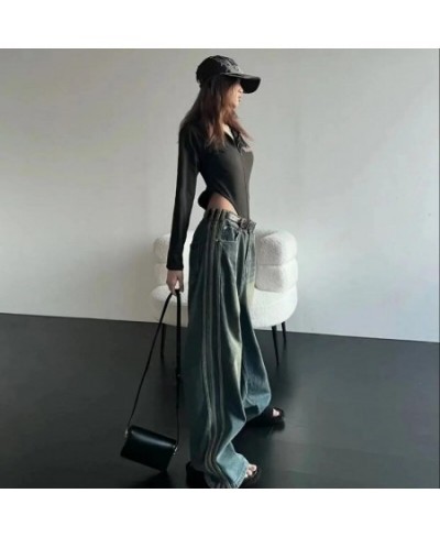 American Stripe Vintage Casual Jeans High Street Loose Street Wash Jeans Oversized Fashion Hot Girl Wide Leg Trousers $53.70 ...