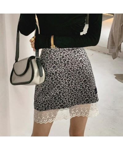 Vintage Leopard Print Mini Skirt Jupe Femme Lace Trim High Waist Sexy Pencil Skirts Women Clothing 2022 Saias Mulher $32.76 -...