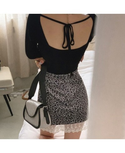 Vintage Leopard Print Mini Skirt Jupe Femme Lace Trim High Waist Sexy Pencil Skirts Women Clothing 2022 Saias Mulher $32.76 -...