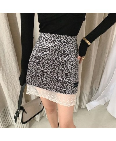 Vintage Leopard Print Mini Skirt Jupe Femme Lace Trim High Waist Sexy Pencil Skirts Women Clothing 2022 Saias Mulher $32.76 -...