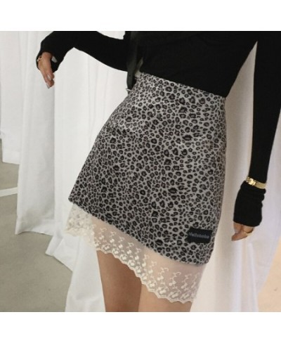 Vintage Leopard Print Mini Skirt Jupe Femme Lace Trim High Waist Sexy Pencil Skirts Women Clothing 2022 Saias Mulher $32.76 -...