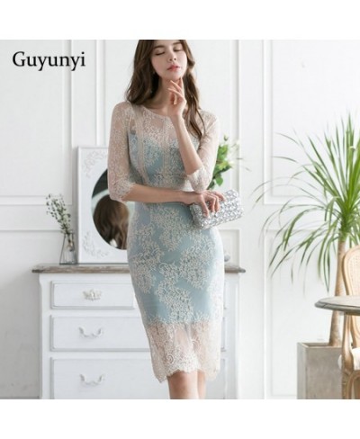 Sexy Club Dress 2022 Summer Small Sexy Lace Half Sleeve High Waist Open Back Elegant Party Women's Pencil Dress $44.19 - Dresses