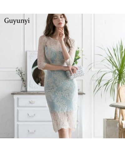 Sexy Club Dress 2022 Summer Small Sexy Lace Half Sleeve High Waist Open Back Elegant Party Women's Pencil Dress $44.19 - Dresses