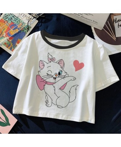 2022 Summer Kawaii Cute Mary Cat Print Pattern Versatile Comfortable Y2k Short Top Student Young People's Clothes $17.08 - To...