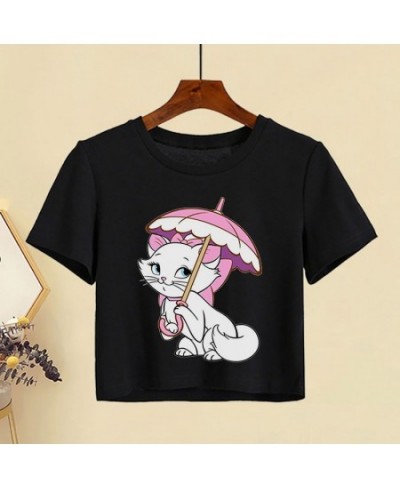 2022 Summer Kawaii Cute Mary Cat Print Pattern Versatile Comfortable Y2k Short Top Student Young People's Clothes $17.08 - To...