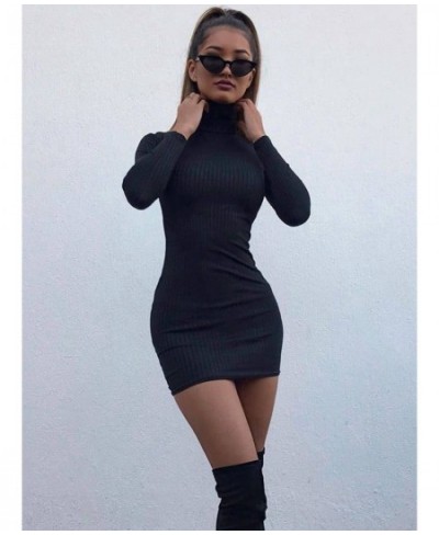 Summer New Women's Wear Black High Collar Long Sleeve Outdoor Sports Sexy Tight Mini Short Dress $31.65 - Dresses