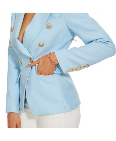 Golden Buttons Double Breasted Women Luxury Blazer Jacket $82.47 - Suits & Sets