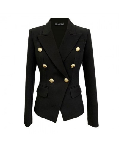 Golden Buttons Double Breasted Women Luxury Blazer Jacket $82.47 - Suits & Sets