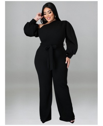 Plus Size Women Clothes Jumpsuit Fall Solid Left Off Shoulder with Sashes Offiice Ladies Romper Wholesale $53.35 - Plus Size ...