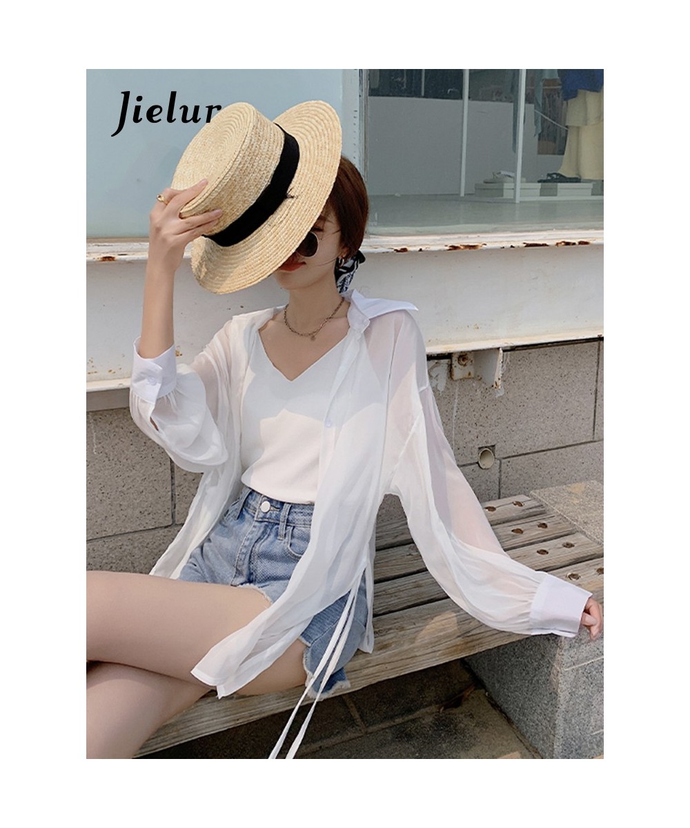 elegant solid color irregular women shirts single breasted loose long sleeve Notched Lace-up summer fashion female shirt $32....