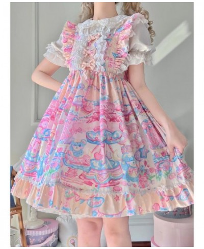 S-4XL Lolita JSK Dreamland Sleeveless Party Dress Lace Bow Ruffles Cute Mini Lolita Dresses 40-80 Kg Women'S Dress $72.89 - D...